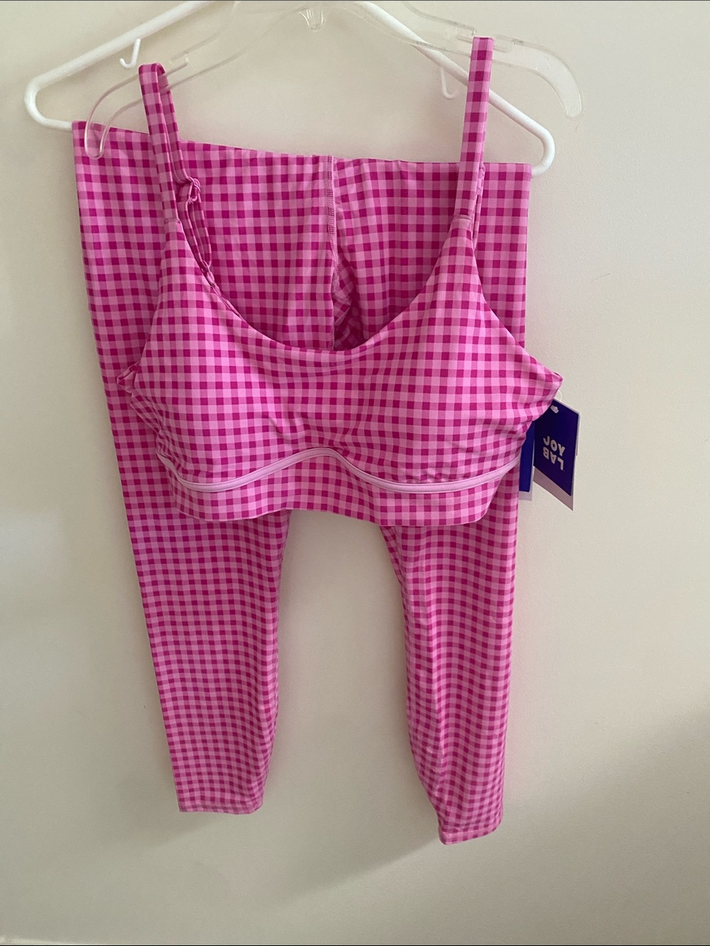 JoyLab Pink Gingham Sports Bra & Leggings Set